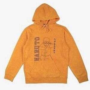Mens Naruto Pullover Graphic Sweatshirt Hoodie Orange‎ Multiple Size Small NWT